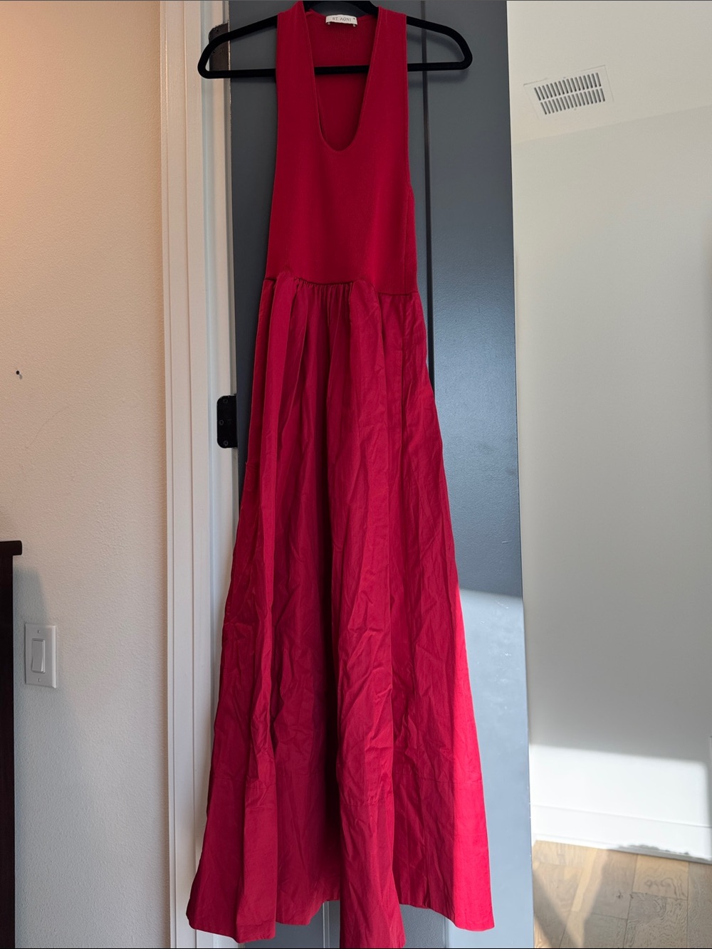 St. Agni Ribbed Knit and Poplin Maxi Dress